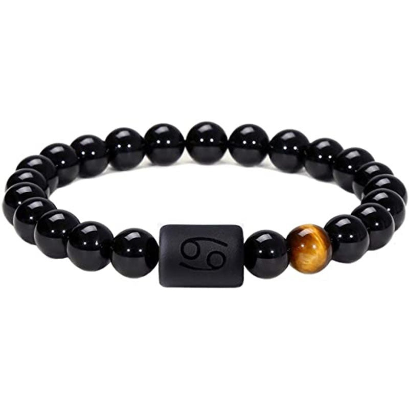 Euron: Zwölf Sternzeichen Elastisches Armband – Obsidian Paar Armband (Herren)