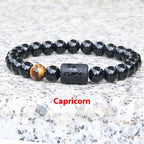 Euron: Zwölf Sternzeichen Elastisches Armband – Obsidian Paar Armband (Herren)