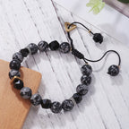 Euron: Vintage 10mm Vulkanstein Perlen Armband – Geflochtenes Seil Herren