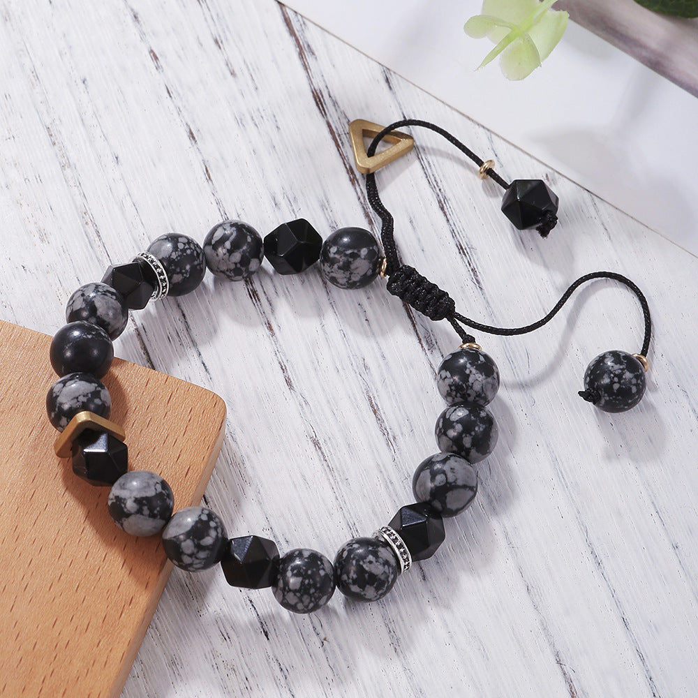 Euron: Vintage 10mm Vulkanstein Perlen Armband – Geflochtenes Seil Herren