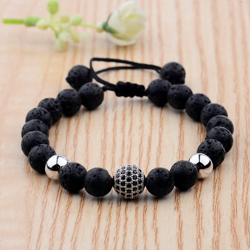 Euron: CZ Zirkon Pave Lavastein Armband – Herren
