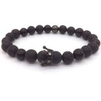 Euron: Trendiges Lavastein Armband mit CZ Imperial Krone & Helm Anhänger (Unisex)