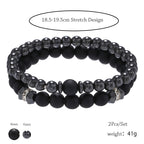 Euron: Schwarzes Mattkupfer Armband 8mm – Elastisches Perlen Set, Herren