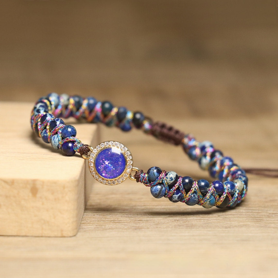 Euron: Retro Opal Naturstein Armband – Doppelstrang & Verstellbar