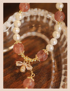 Euron: Erdbeerquarz Perlenarmband – Sommer Kollektion (Spezialdesign)