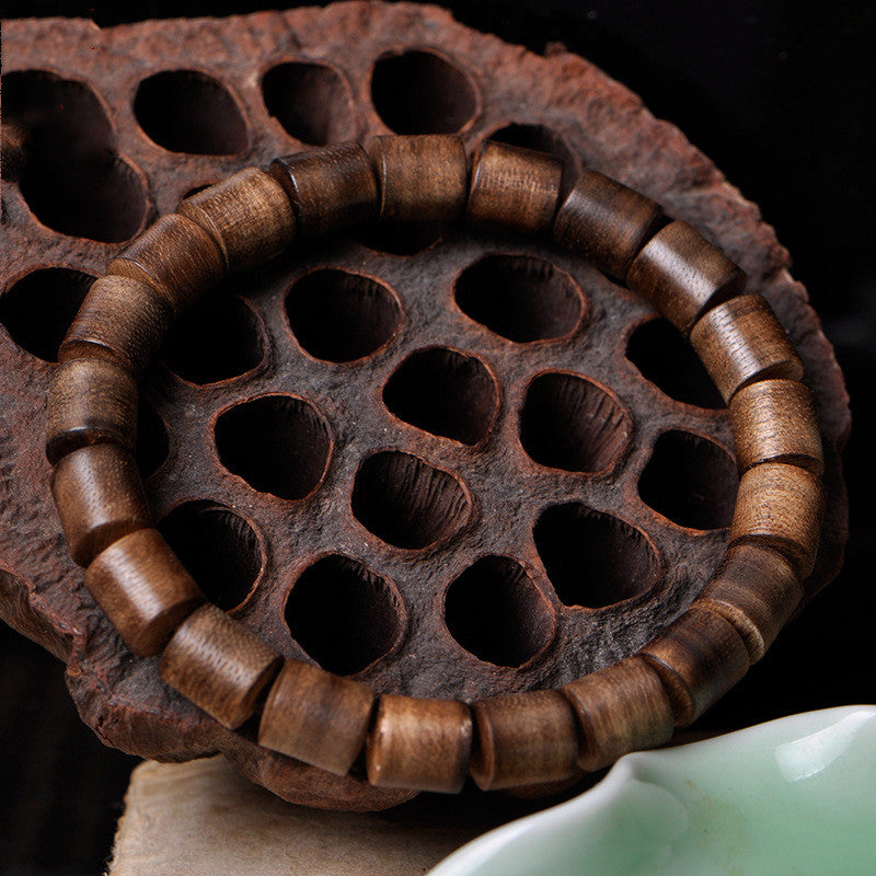 Euron: Adlerholz Barrel Perlen Armband – Holz & Schwarzöl, Damen & Herren