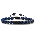 Euron: Tigerauge Paararmbänder – Matt Schwarz Achat Perlen