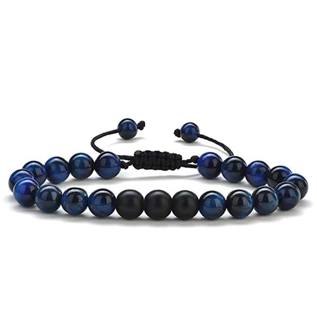 Euron: Tigerauge Paararmbänder – Matt Schwarz Achat Perlen