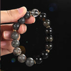 Euron: 925 Silber Hoops Mantra Armband – Gelbes Tigerauge & Schwarzer Mythos Wukong, Damen & Herren