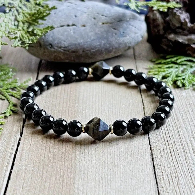 Euron: 6mm Obsidian Diamant-facettiertes Armband