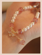 Euron: Erdbeerquarz Perlenarmband – Sommer Kollektion (Spezialdesign)