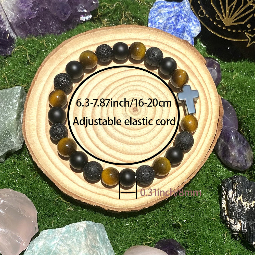 Euron: Kreuz Naturstein Armband – Herren