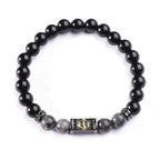 Euron: Tigerauge Armband mit schwarzen Perlen & Kupfer-Inlay