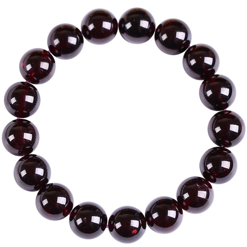 Euron: Natur Weinroter Granat Armband – Einzelkreis 12mm Große Perlen, Herren & Damen