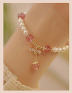 Euron: Erdbeerquarz Perlenarmband – Sommer Kollektion (Spezialdesign)