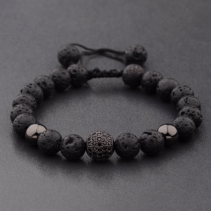 Euron: CZ Zirkon Pave Lavastein Armband – Herren