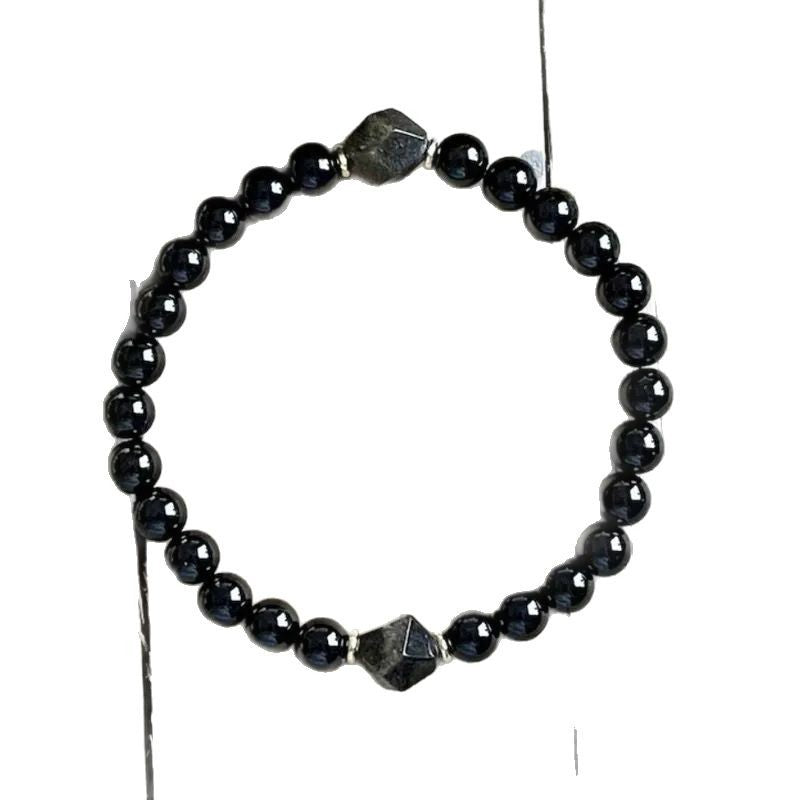 Euron: 6mm Obsidian Diamant-facettiertes Armband